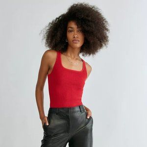 Aritzia Babaton Sculpt Knit Squareneck Tank in Hot Pink